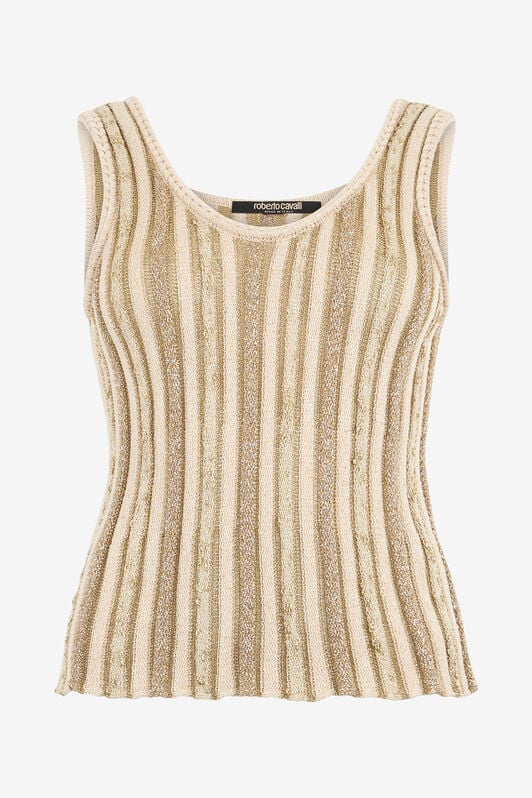 RC Striped Lurex Knit Top IVORY/GOLD WKM601-MO010