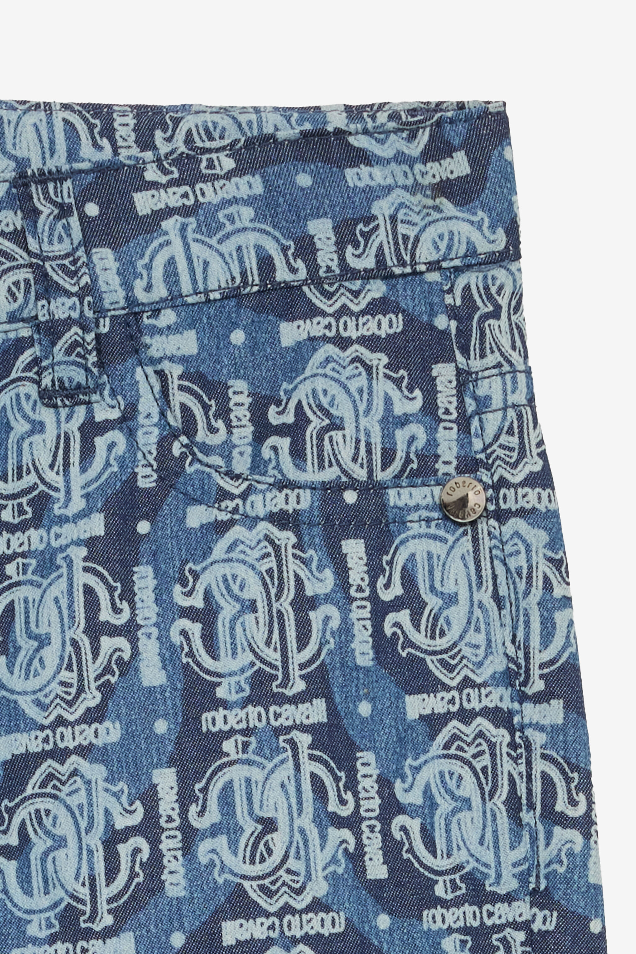 JU Tiger Skin-Print Pants With RC Monogram And Lettering Blue UJJ208-DYO44