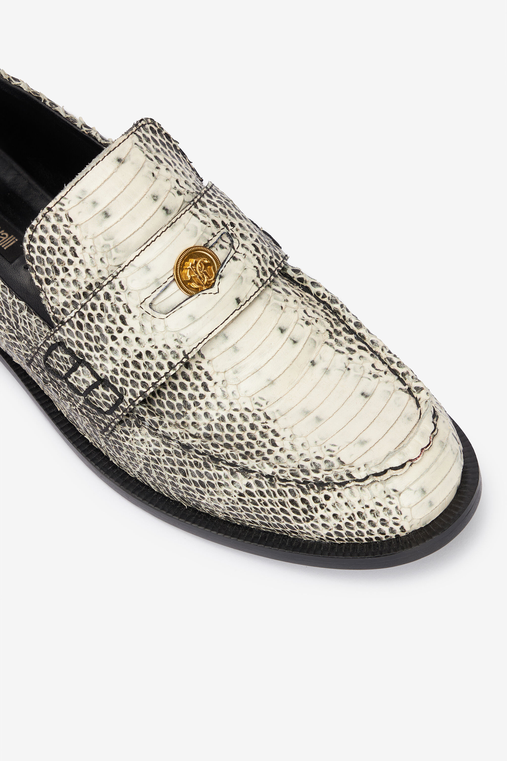 RC Printed Leather Loafers Black/White UKS038-PZ587