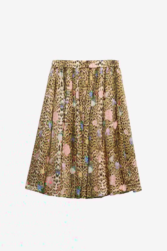 JU Jaguar Skin Print Silk Skirt NATURALE TJT30C-2NN38