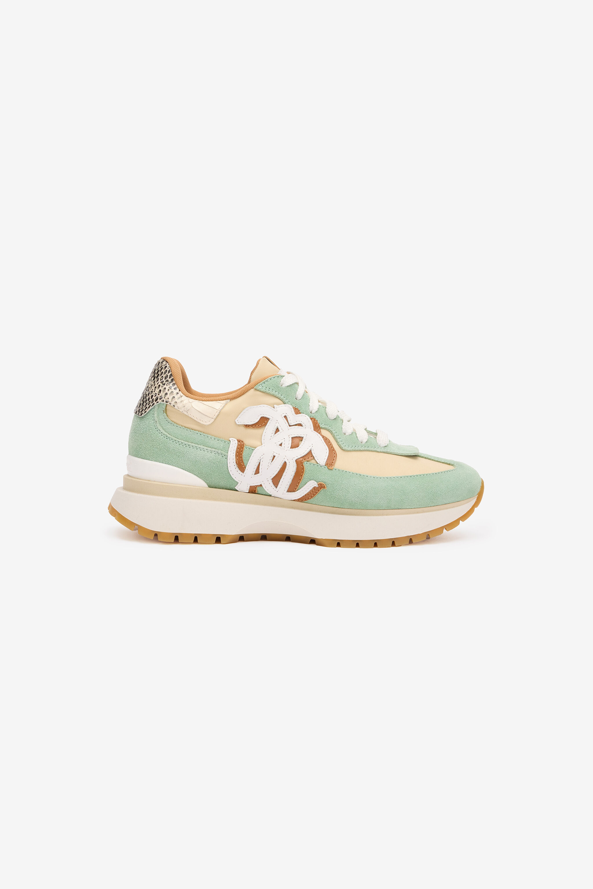 RC Sneakers with Contrasting Back and Mirror Snake Monogram Hellgrün UKS032-PZM01