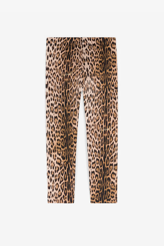JU Leggins de algodón con estampado Jaguar Marrón claro RJT238-JFF65
