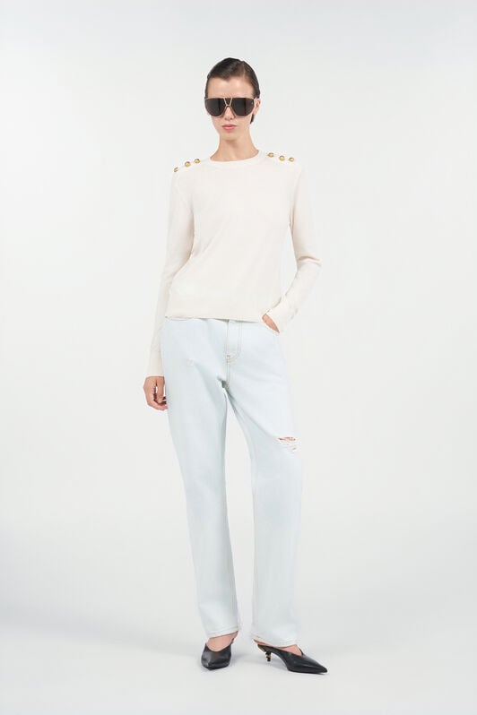 RC Sweater with gold buttons RC Sweater with gold buttons Avorio UWM610-WH003