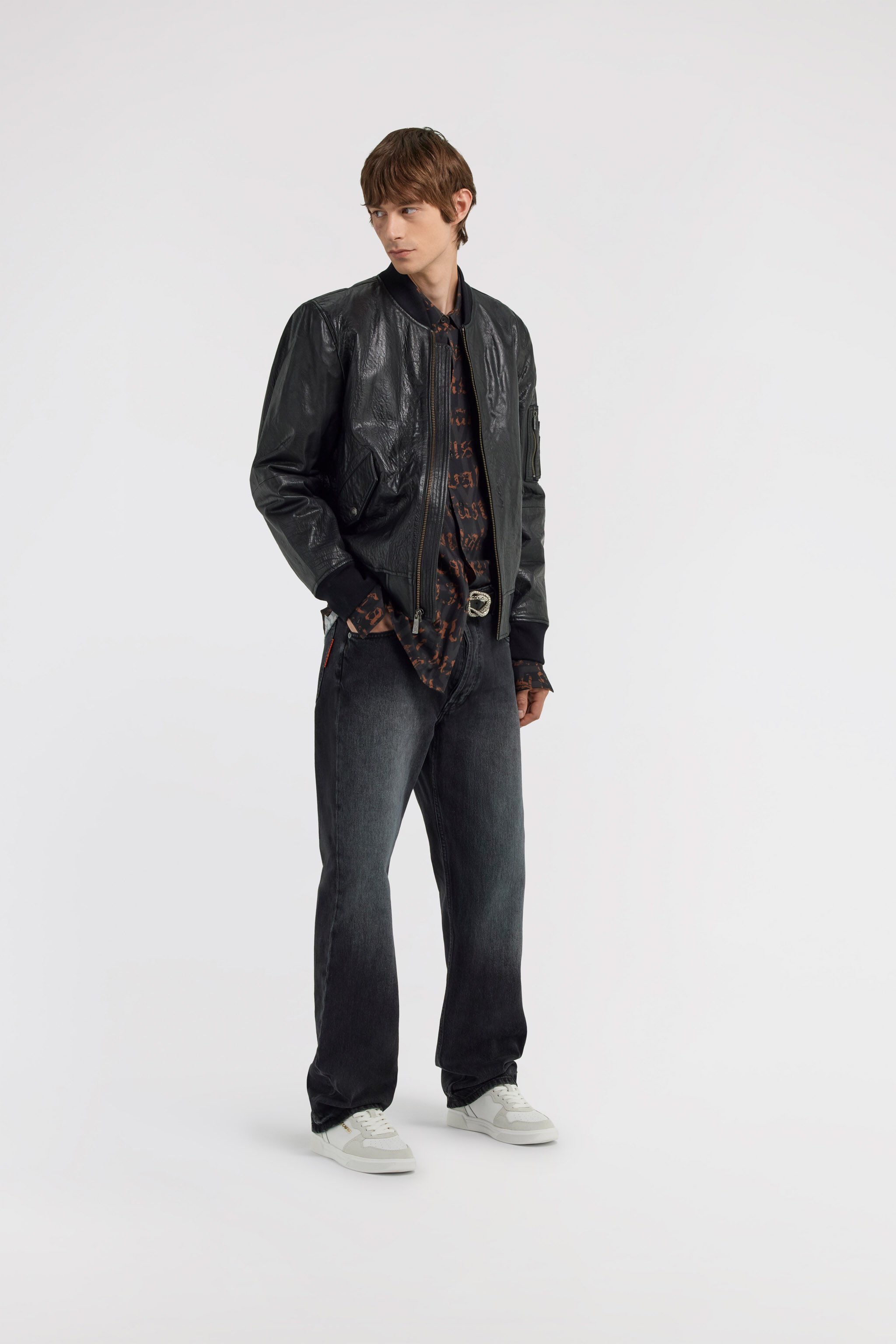 JC Just Cavalli leather bomber jacket Noir TFP001-TF097