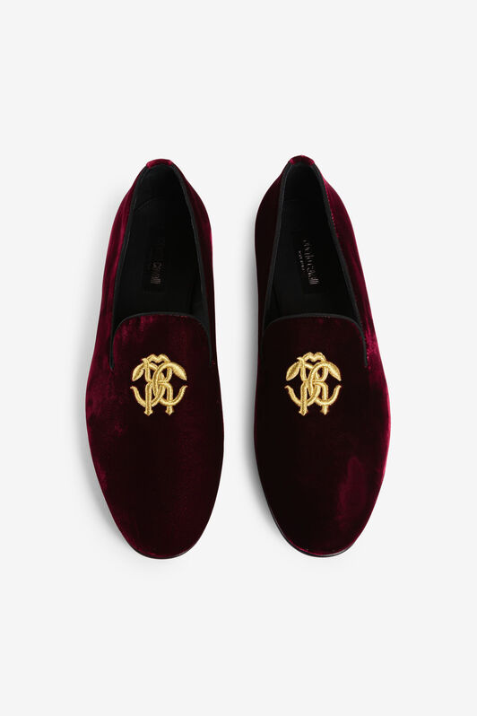 RC Loafers aus Samt mit Monogramm Mirror Snake Dunkelrot RRS029-VL039