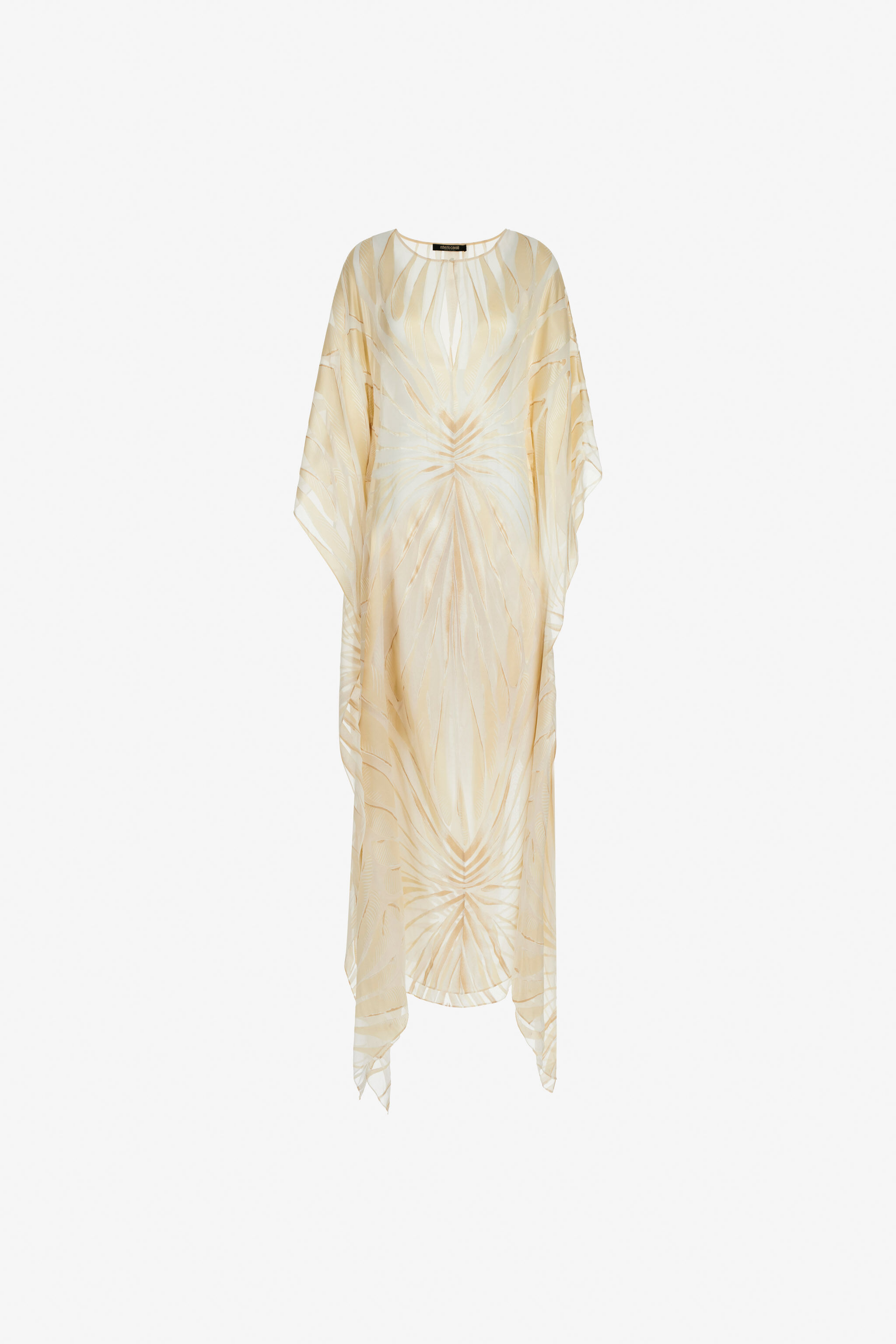 RC Satin caftan with Ray Of Gold print Ivory TKT103-HLI15