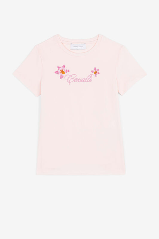 JU T-shirt en coton à logo imprimé Baby pink QJT666-JV025