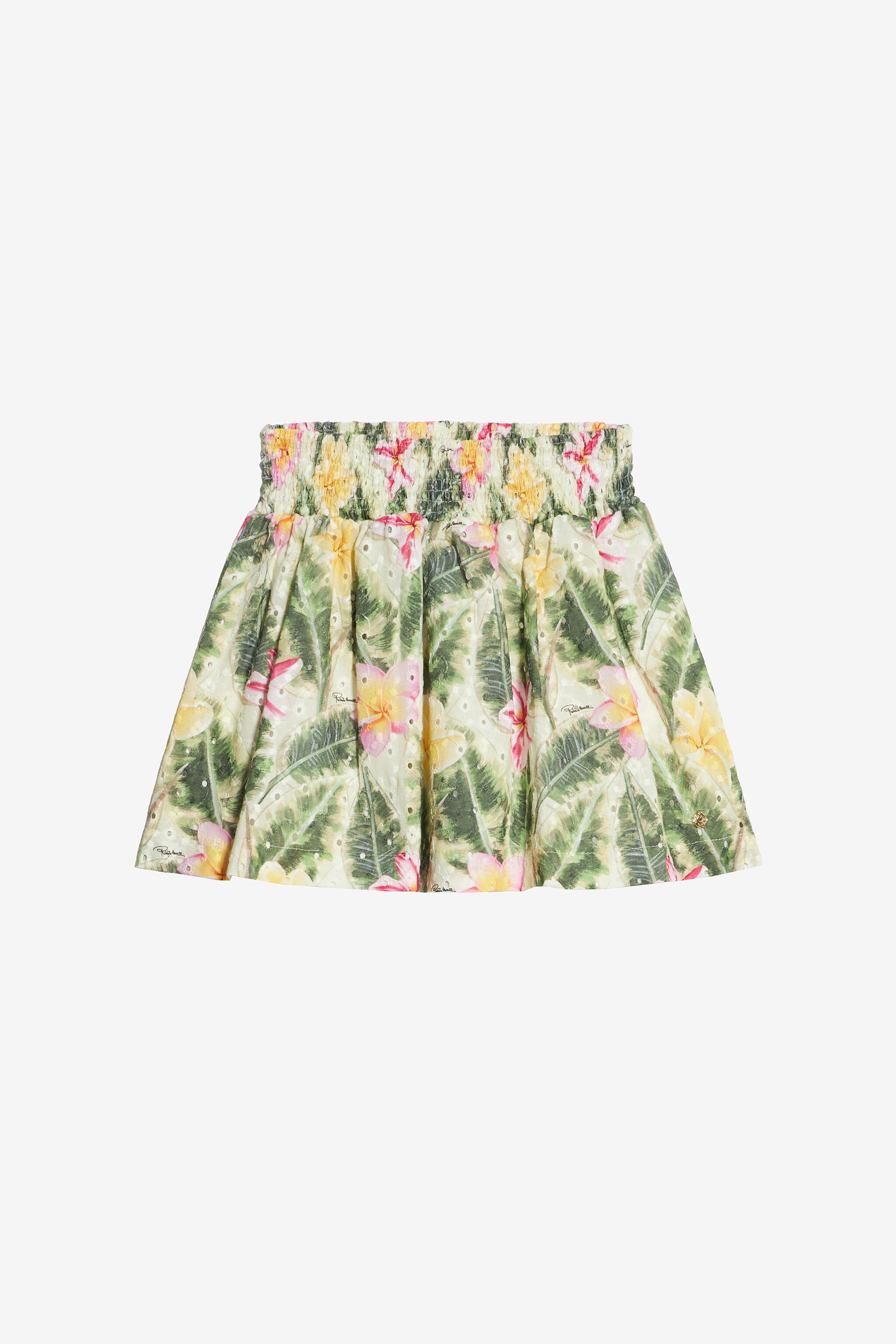 JU Falda Con Bordado Inglés Y Estampado Floral Verde claro UJT301-ELO38