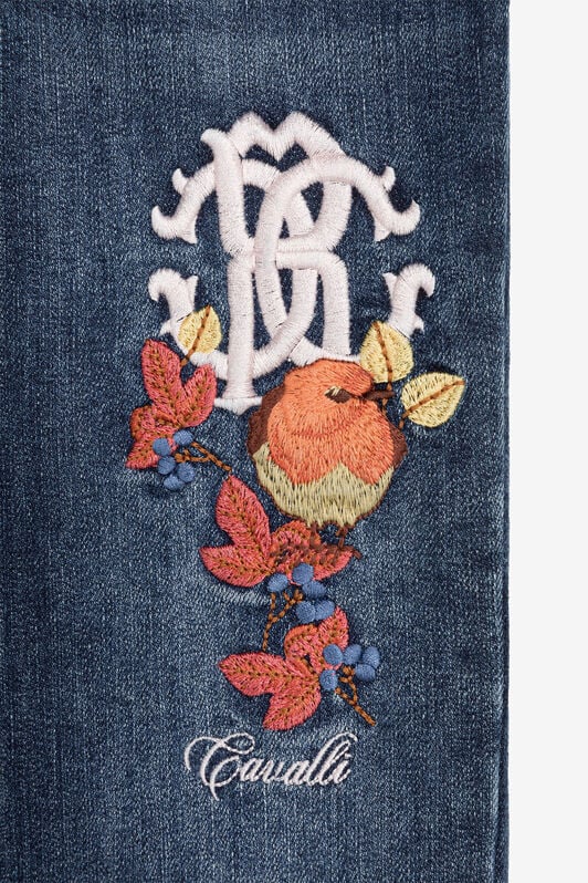 JU RC Monogram And Bird-Embroidered Jeans JU RC Monogram And Bird-Embroidered Jeans Dark blue RJJ20E-DS015