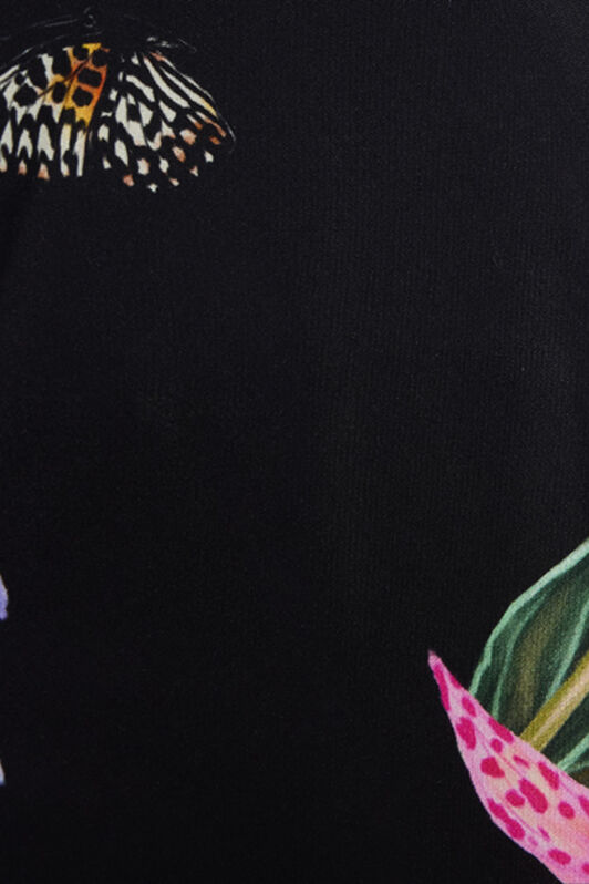 JU Black Dress with Tropical and Jaguar Skin Print BLACK VJT10D-6DP32