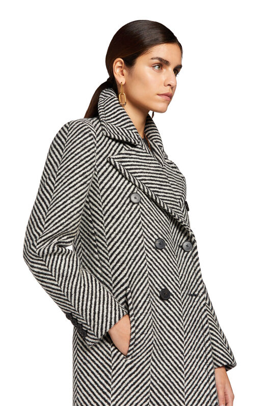 RC Chevron double-breasted coat Black/White MQT507-GA006