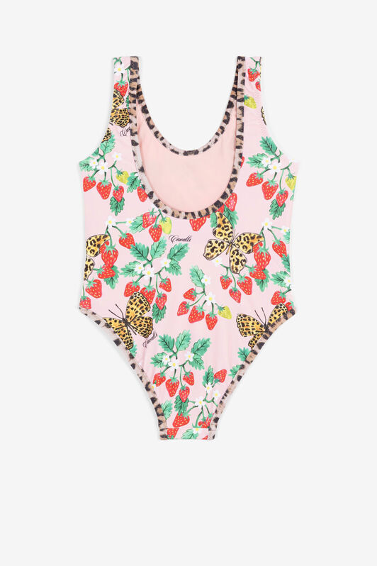 JU Strawberry And Butterfly-Print Logo Swimsuit Pink QJW002-HVF64