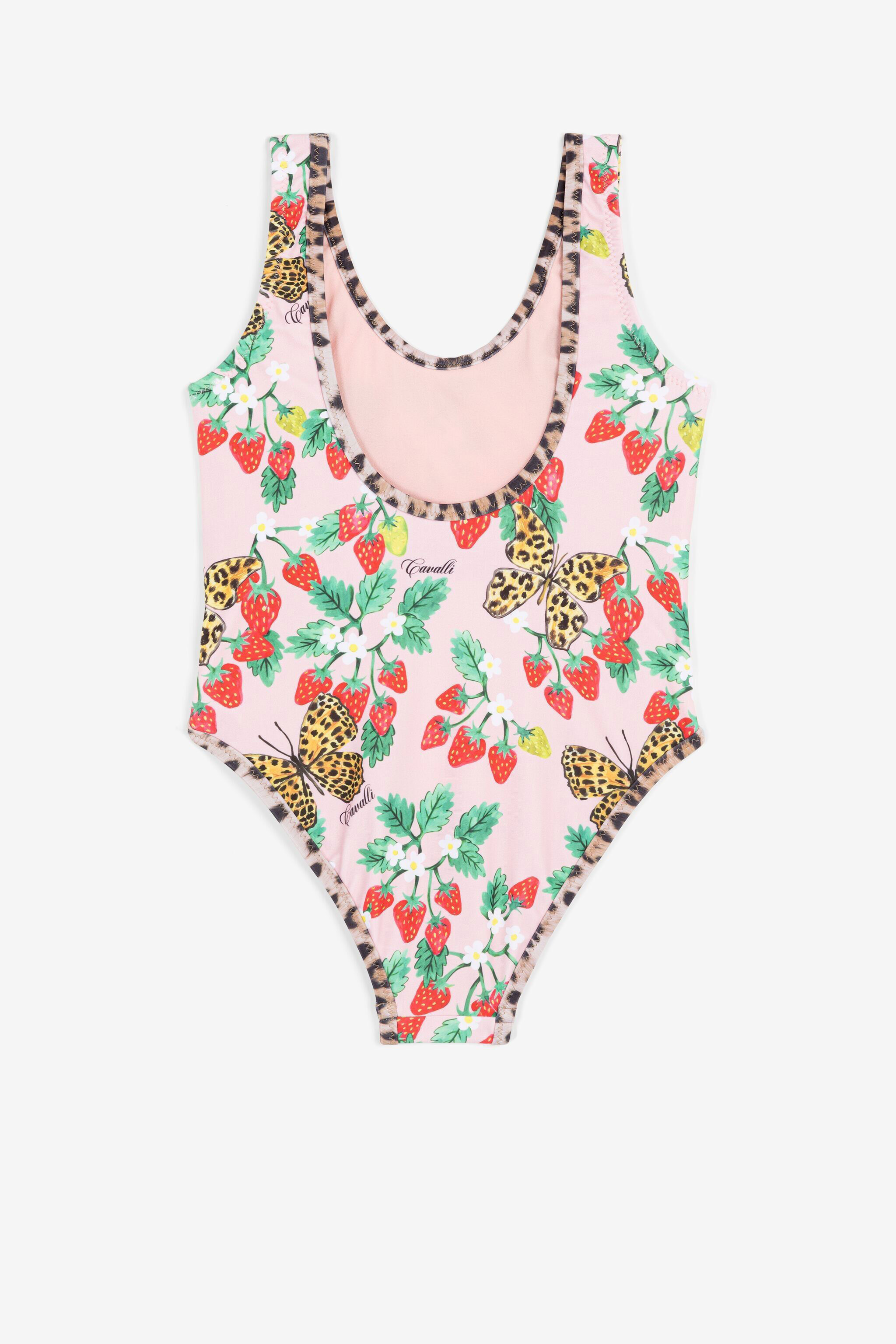 JU Strawberry And Butterfly-Print Logo Swimsuit Pink QJW002-HVF64