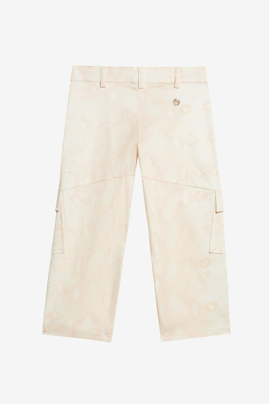 JU Pantalon À Imprimé Python Monochrome Ivoire UJT23C-6SO53