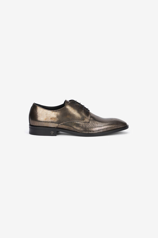 RC Brown Lace-Up Leather Loafers with Python Effect Brown URS051-PZU12