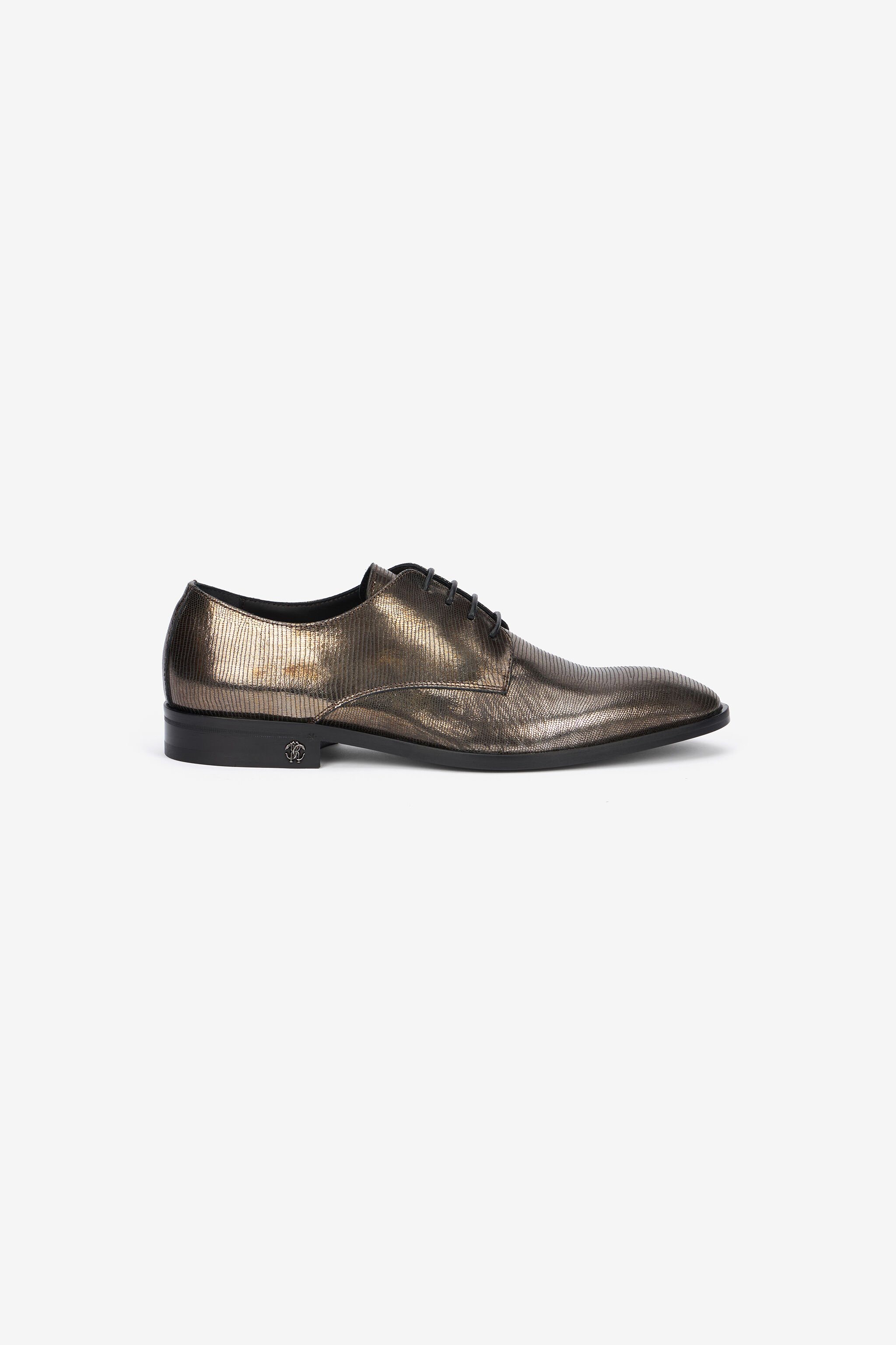 RC Brown Lace-Up Leather Loafers with Python Effect Brown URS051-PZU12