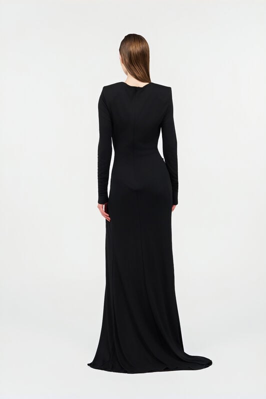 RC Draped Long Dress with Snake Detail BLACK WKT127-JE034