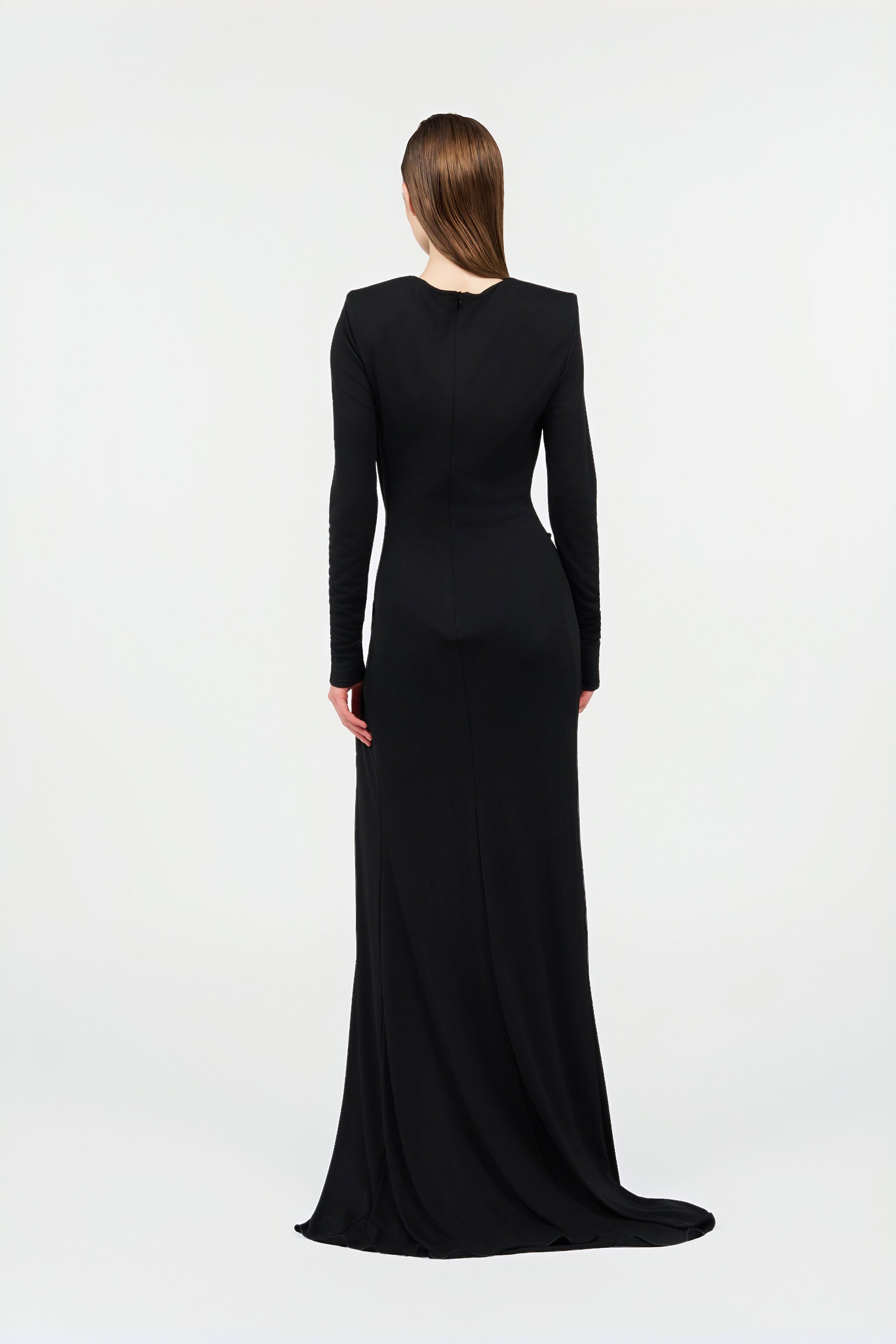 RC Draped Long Dress with Snake Detail BLACK WKT127-JE034
