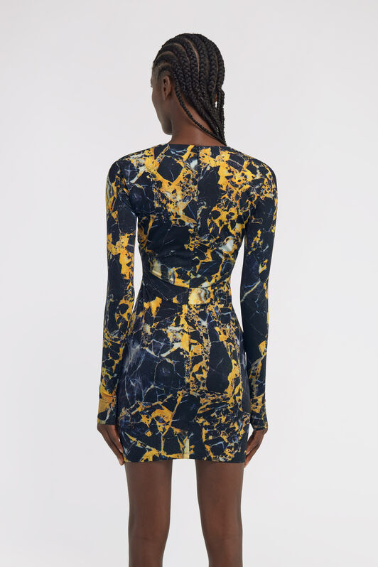 RC Marble print Dress Yellow TWT135-LNN19