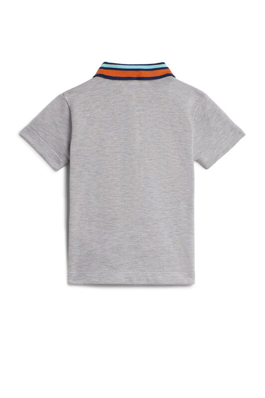 JU Grey stripe collar polo shirt GREY MELANGE IJT669-KB015