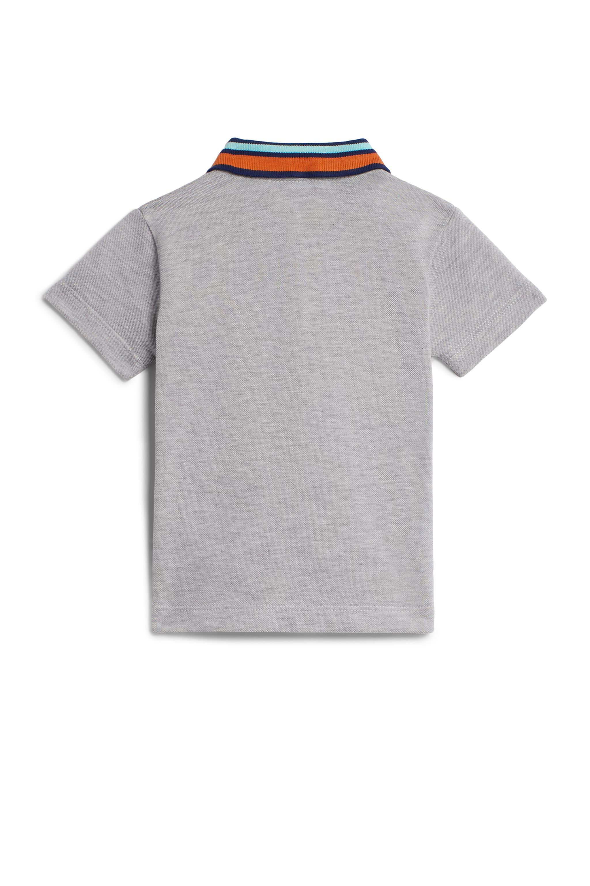 JU Grey stripe collar polo shirt GREY MELANGE IJT669-KB015