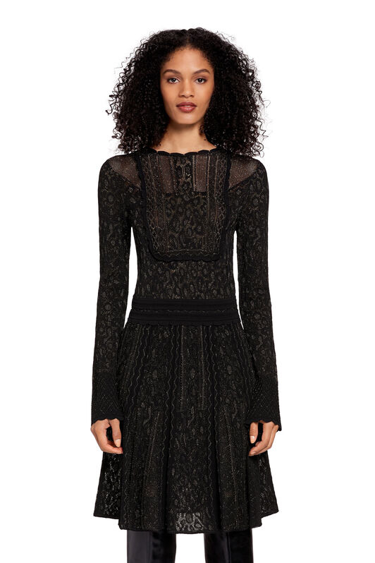 RC Metallic sheen flared dress Black LQM155-MO007