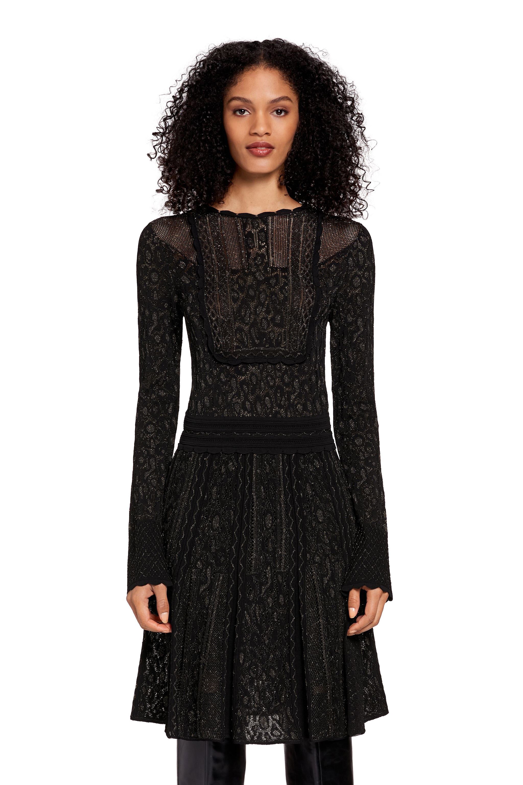 RC Metallic sheen flared dress Black LQM155-MO007