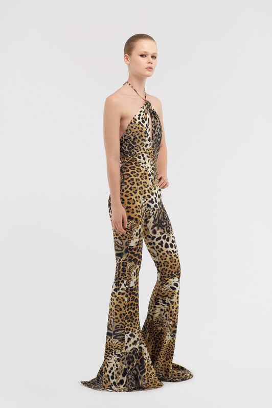 RC Jumpsuit with Jaguar Skin print Light Brown SKT128-LNG34