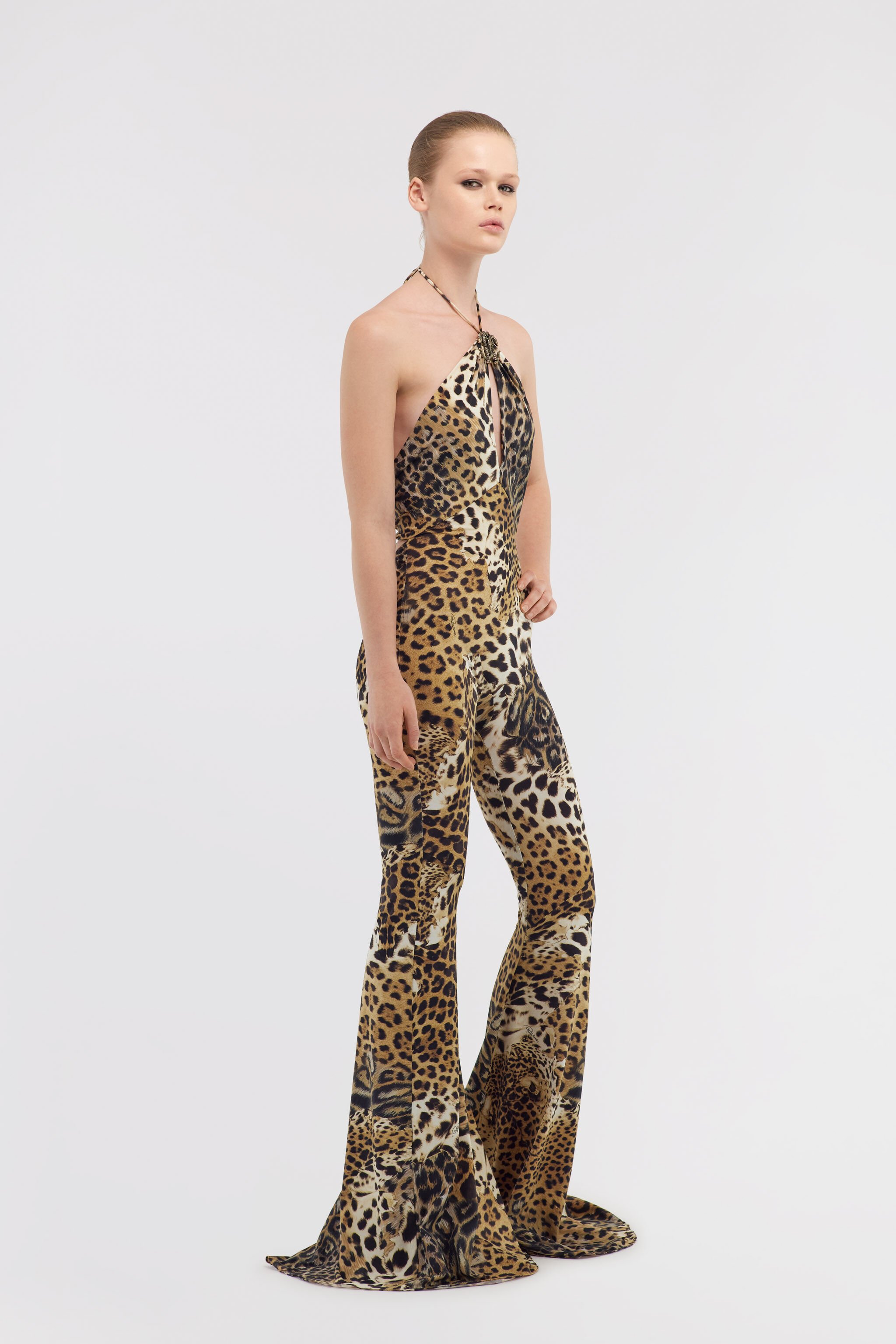 RC Jumpsuit with Jaguar Skin print Light Brown SKT128-LNG34