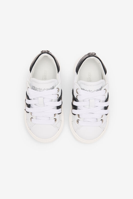 JU Leather Sneakers With Contrasting Inserts WHITE/BLACK TJS02L-PZJ02