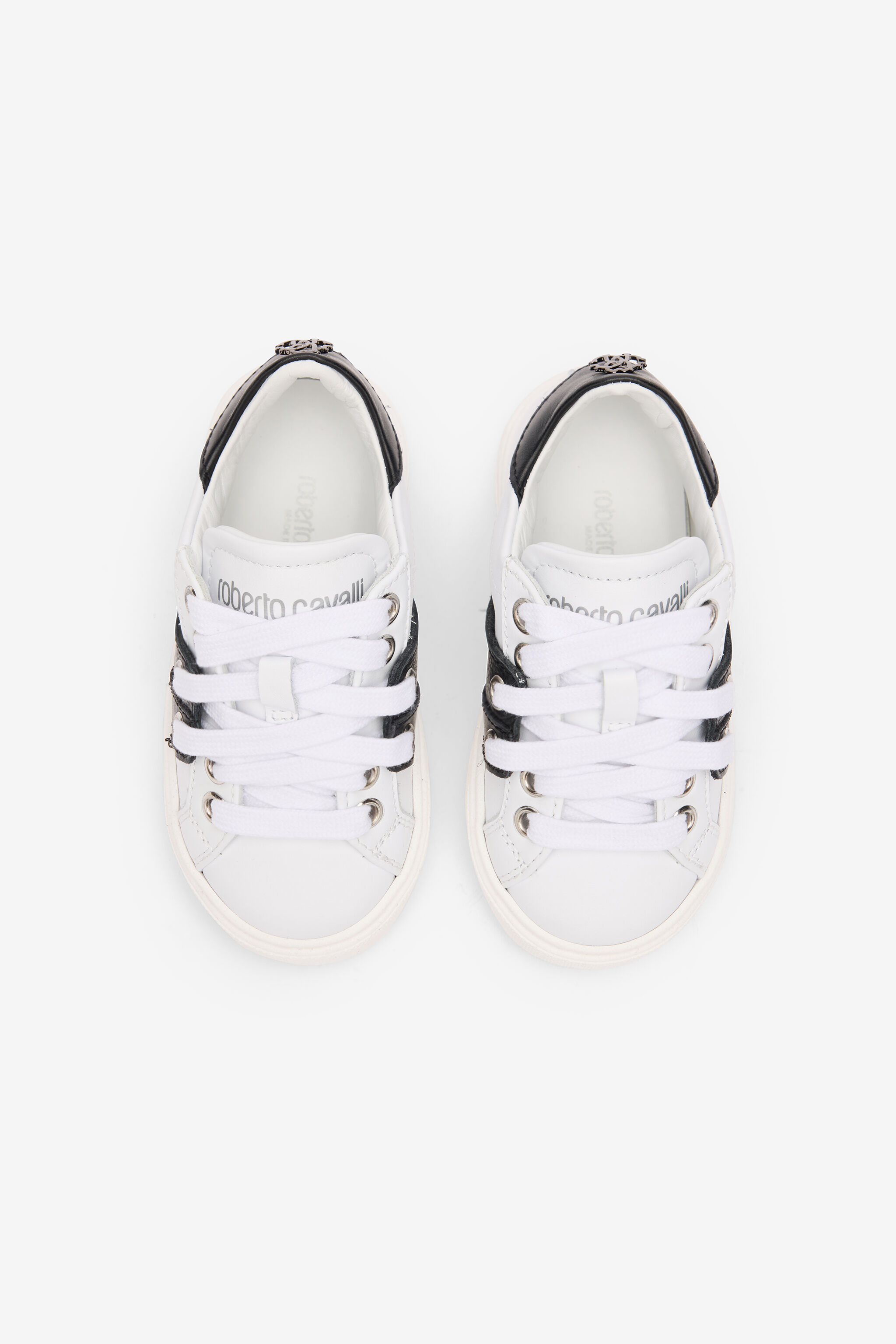 JU Leather Sneakers With Contrasting Inserts WHITE/BLACK TJS02L-PZJ02