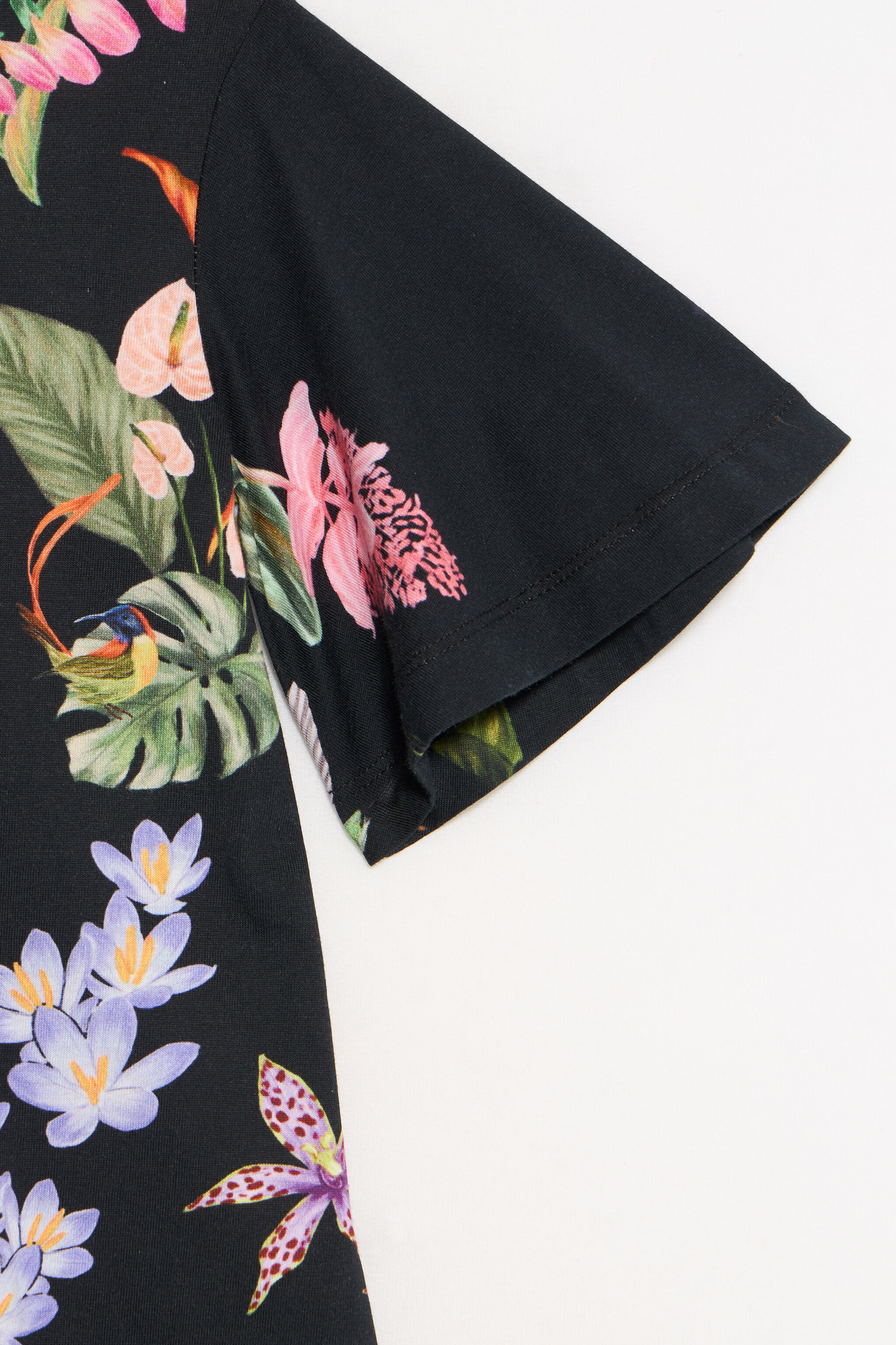 JU Black Dress with Tropical Print BLACK VJT10H-JFP32