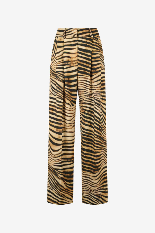 JC Flowing Pants With Tiger Skin Print Light Brown UFT088-UF127