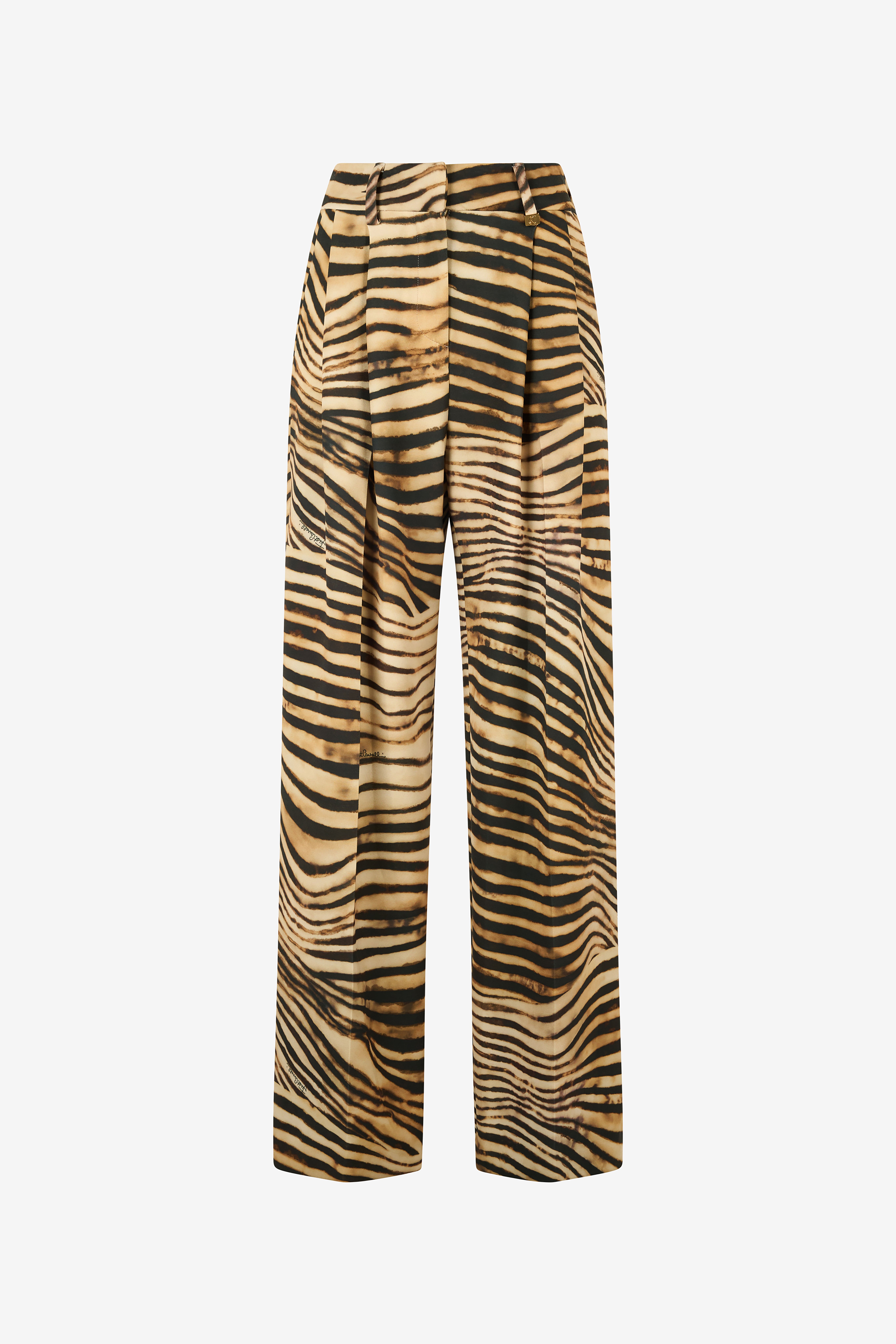 JC Flowing Pants With Tiger Skin Print Light Brown UFT088-UF127