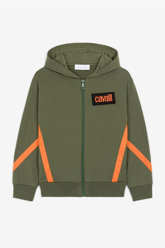 JU Wing-Print Cotton Hoodie Green RJT920-CF050