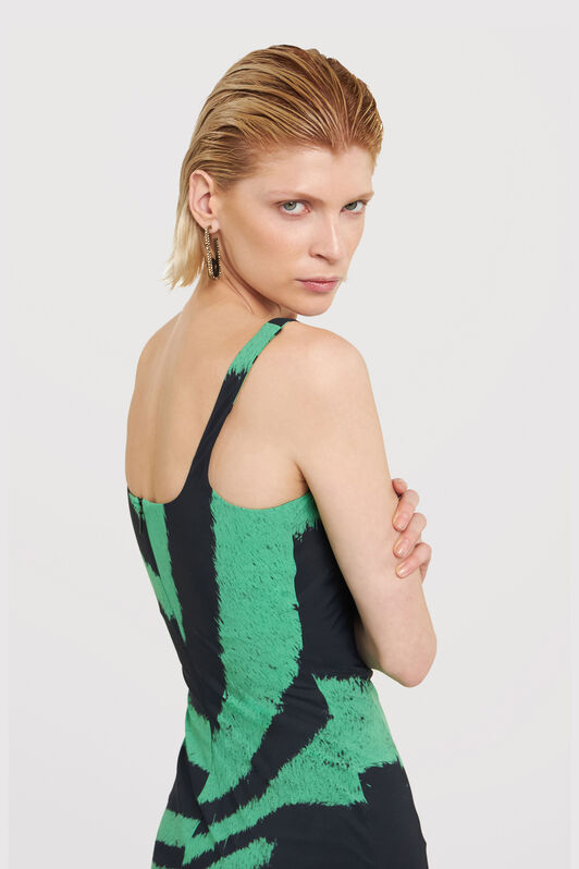 RC Midi dress with Zebra Tribute print RC Midi dress with Zebra Tribute print Green UWT139-OOP26