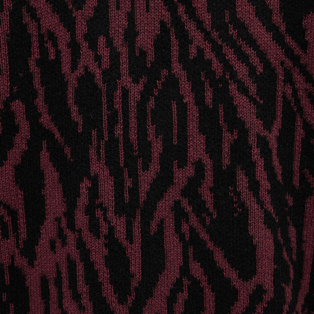 Animalier Print Wool Blend Cardigan in RED/BLACK for Men | Roberto
