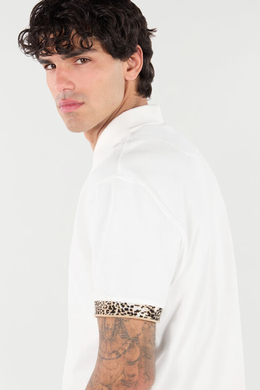 RC Polo Shirt with Jaguar Skin Details RC Polo Shirt with Jaguar Skin Details White VRT64A-KB002