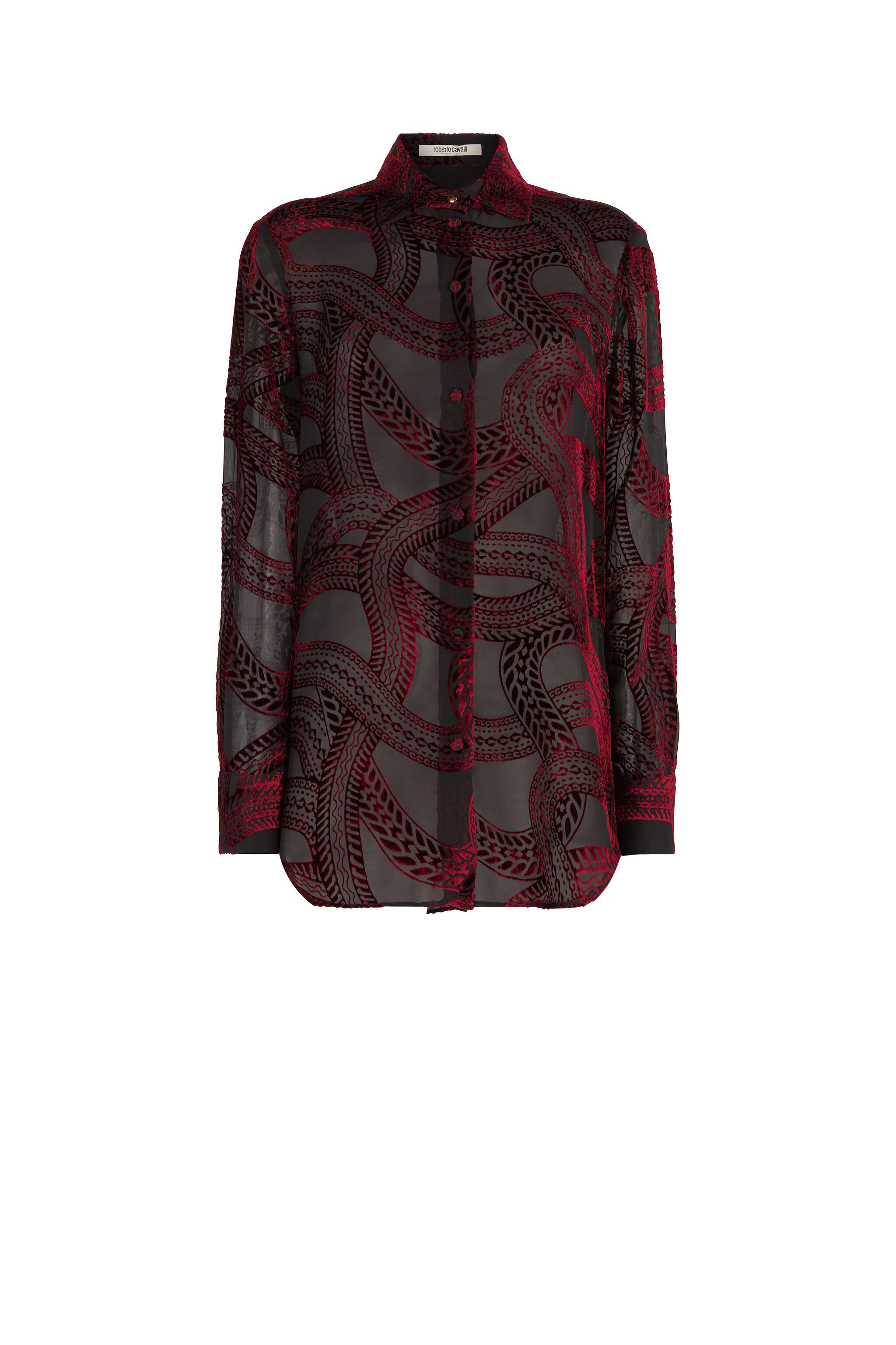 RC Snake Velvet-Devoré Shirt BURGUNDY/BLACK JQT705-VN284
