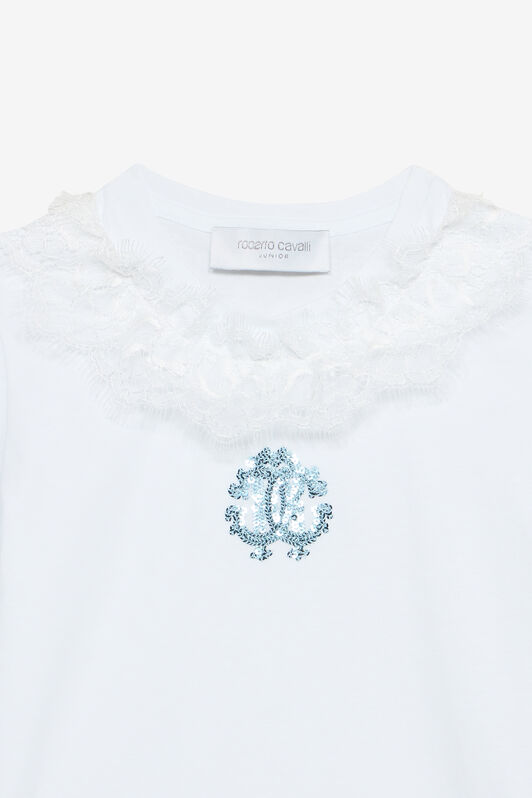 JU T-Shirt With RC Monogram And Lace White UJT62I-JD001