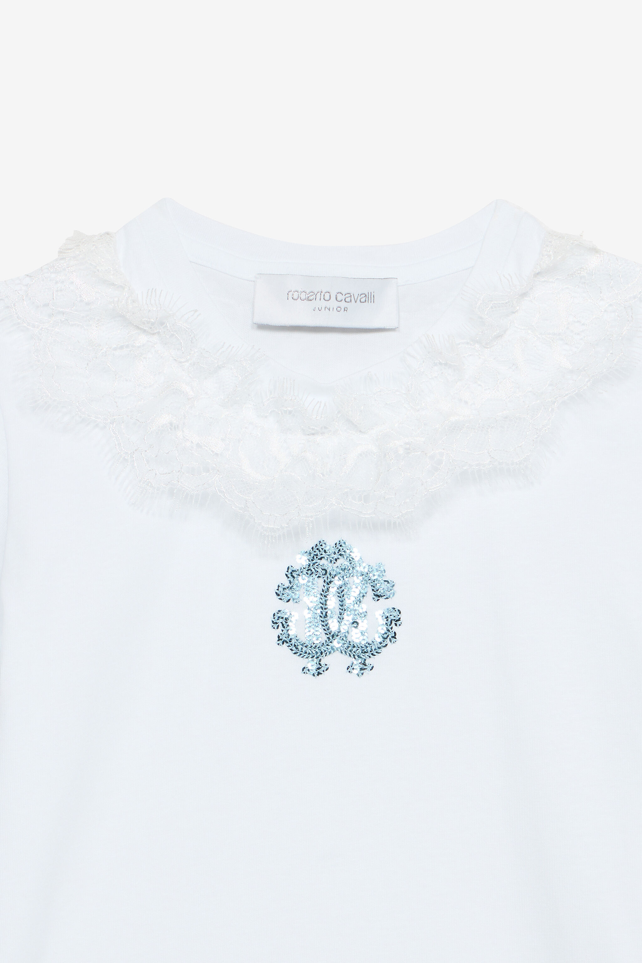JU T-Shirt With RC Monogram And Lace White UJT62I-JD001