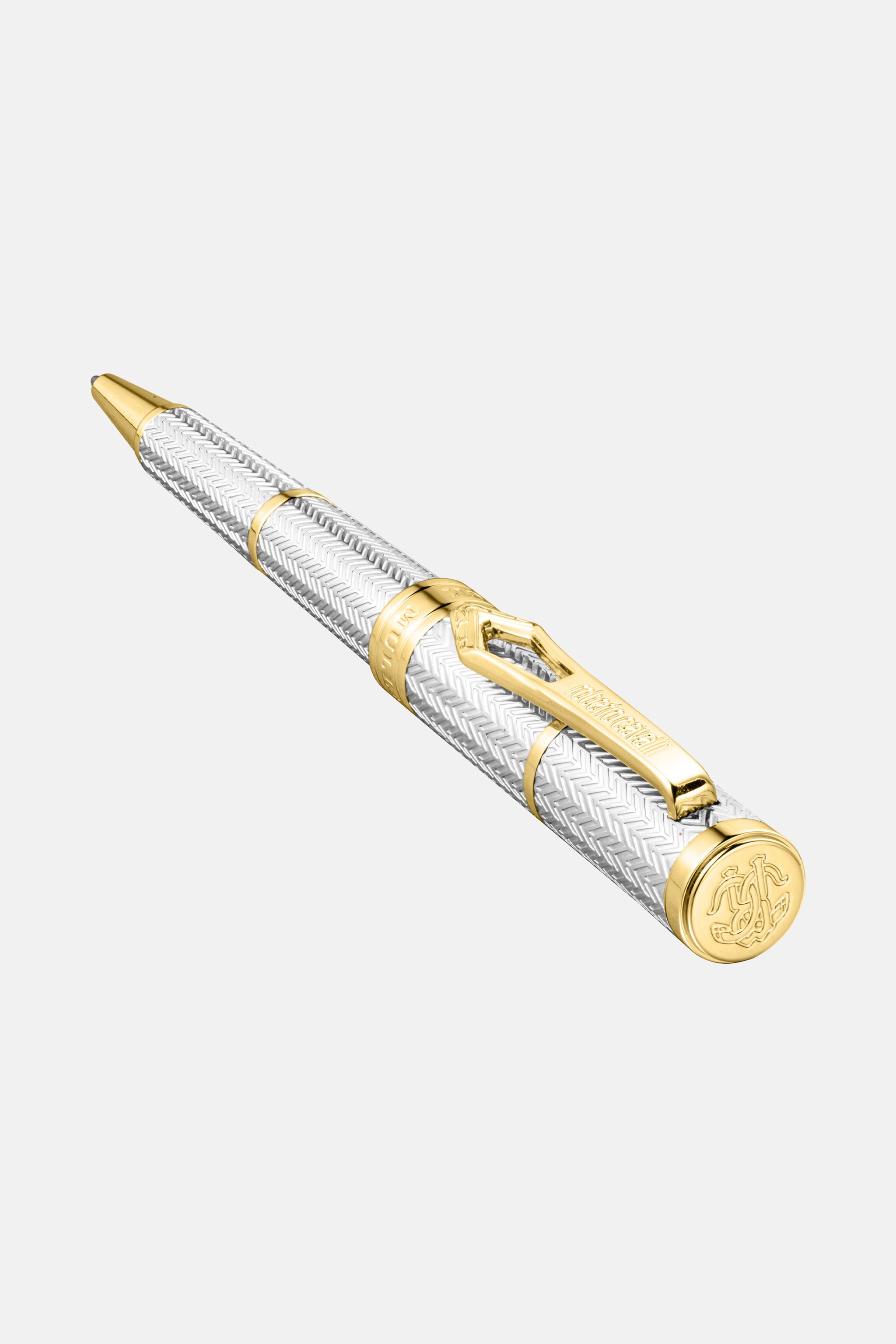 RC Roberto Cavalli Chevron Ballpoint Pen, Two Tone Silver & Gold Color RC Roberto Cavalli Chevron Ballpoint Pen, Two Tone Silver & Gold Color SILVER & GOLD VALG07-IG269