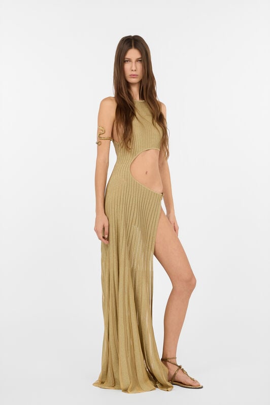 RC Abito Lungo See-Through Dorato Con Cut-Out GOLD WWM101-MO001