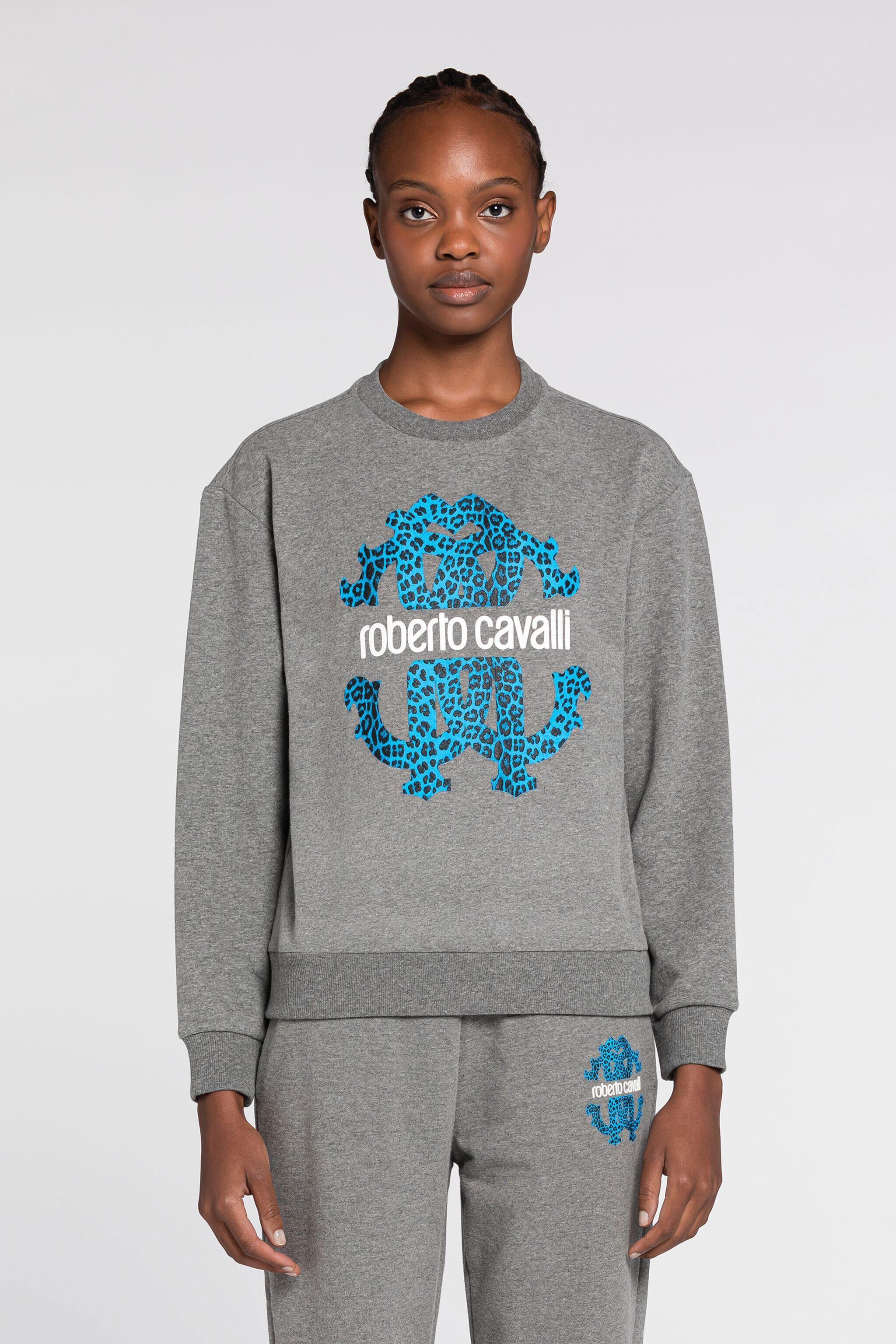 RC RC Monogram-Print Cotton Sweatshirt Gray JST68E-CF050
