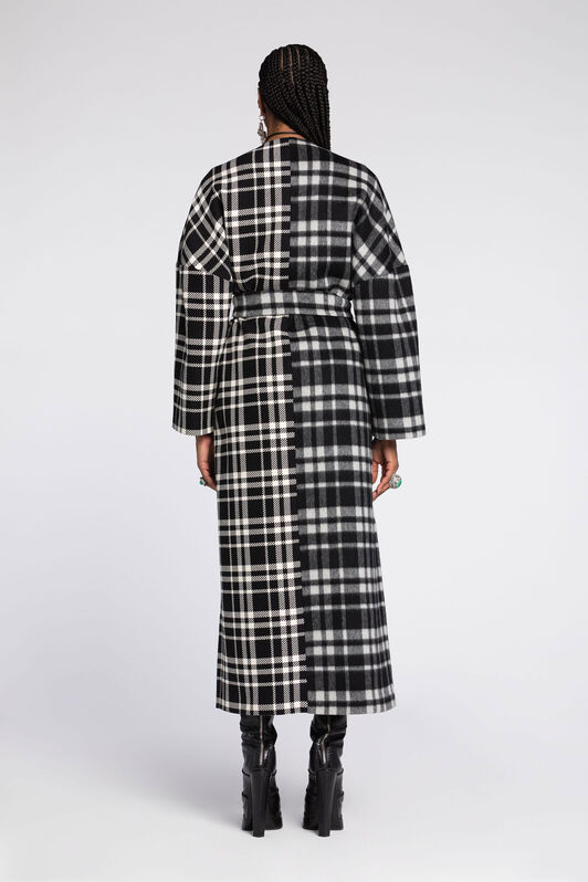 RC Checked Belted Coat Black/White RKT500-FY043