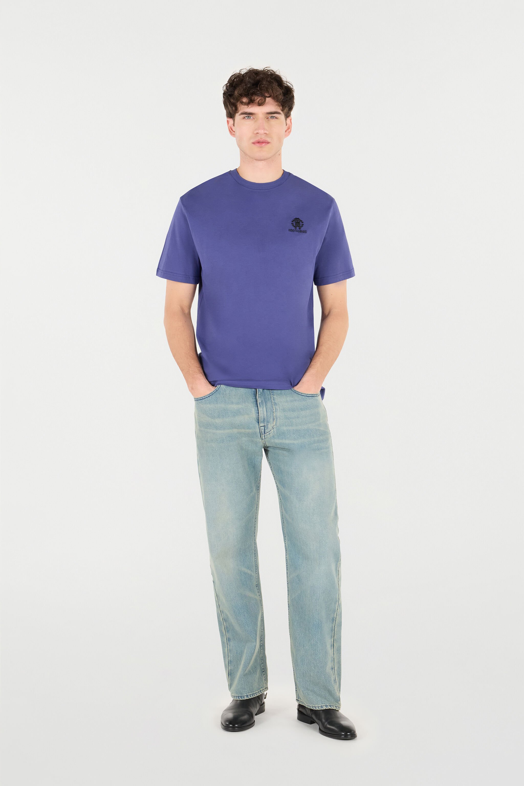 RC T-Shirt With RC Monogram And Logo Embroidery Navy POT60A-JD060