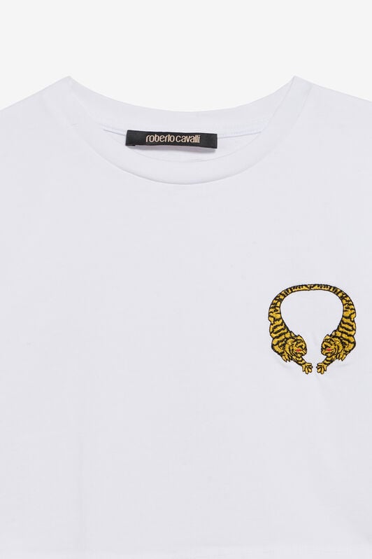 RC Crop-Top aus Baumwolle mit Tigermotiv WHITE WQT63B-JD028