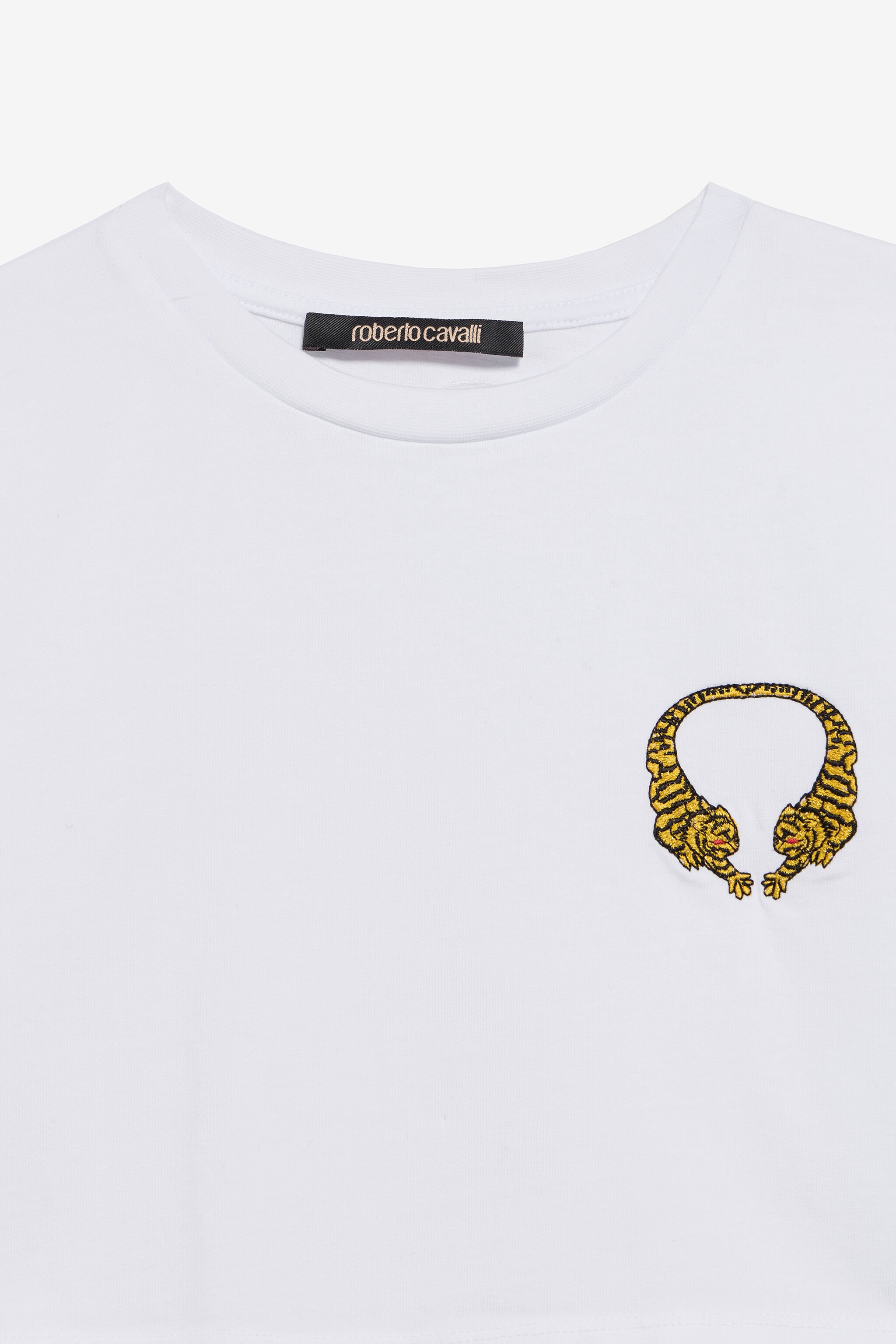 RC Crop-Top aus Baumwolle mit Tigermotiv WHITE WQT63B-JD028