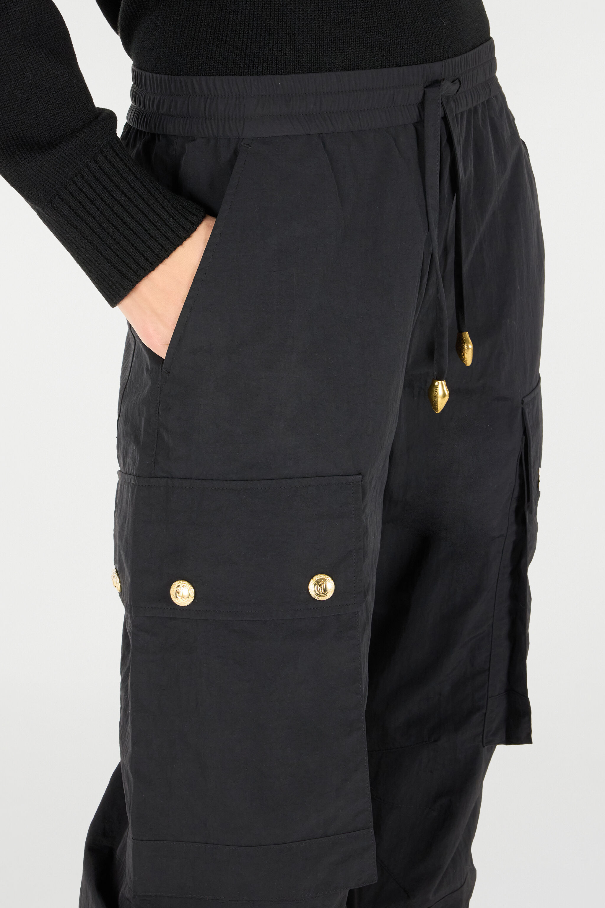 JC Multipocket Pants With Drawstring Black TFT089-TF119