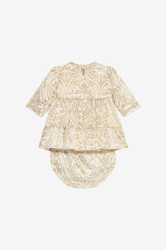JU Gold Dress and Culotte Set with Floral Print GOLD VJT101-6DP30